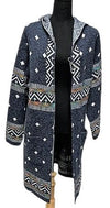 F10513-Long Sweater Hooded Pocket -Black