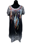 A20052 - Tunic Top Feather -Cap Sleeve