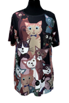 A25159-1 - Ladies Top  - Cats - Black