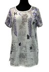 A25726 - Pretty Tops Butterfly w/ Leaves - White/Lilac