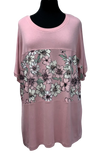 A25885-1 - Ladies Top Bling Flower - Pink
