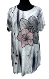 A25899 - Ladies Top Round Bottom Flower - Black