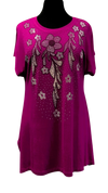 A25902 - Ladies Tunic Neck Flower - Mangenta