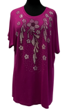 A25909 - Ladies Top Neck Flower - Magenta