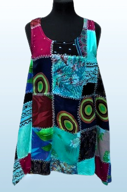 A40738-Patchwork  Tunic Tank