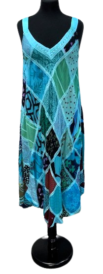 A40740-Patchwork A-Line Tank Dress
