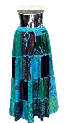 A40744-Patchwork Long Skirt