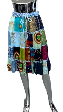 A40746-Patchwork Short Skirt