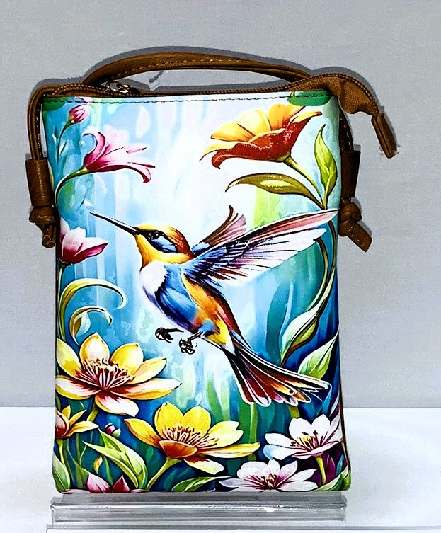 CB0038-Crossbody Hand Painted - Hummingbird