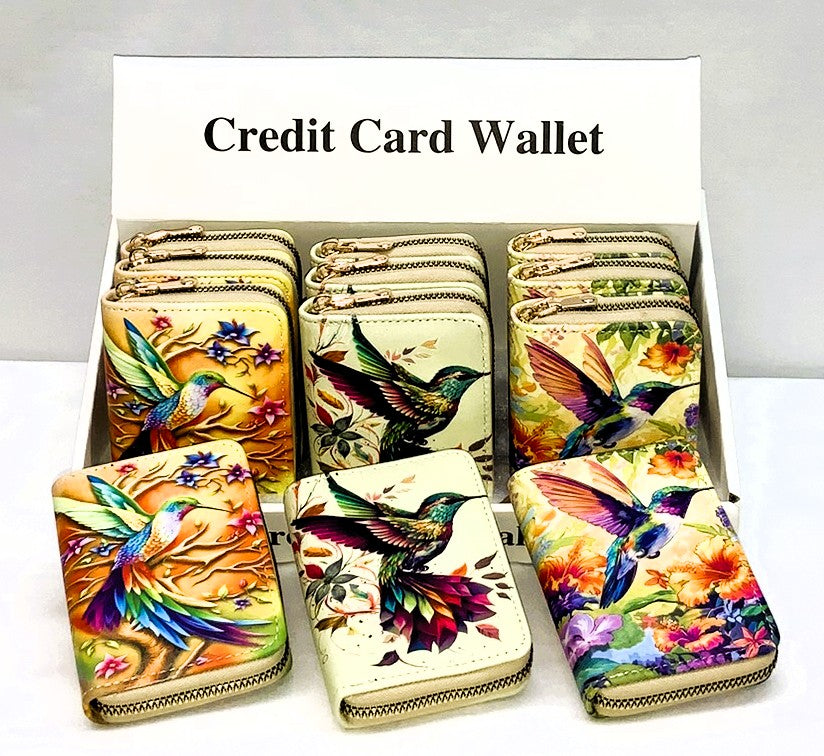 CCP0042-Credit Card Wallet Hand Painted - Hummingbird  (12 pcs/un)