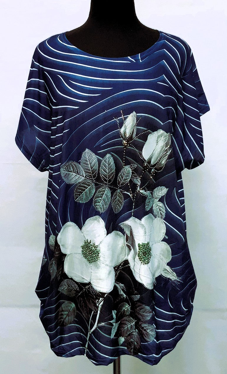 E21152-4-Fun Top 2 Flower - Blue