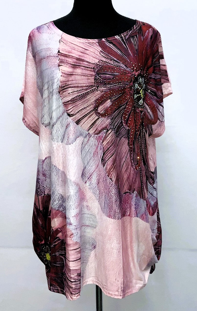 E21160-2-Fun Top Floral - Pink