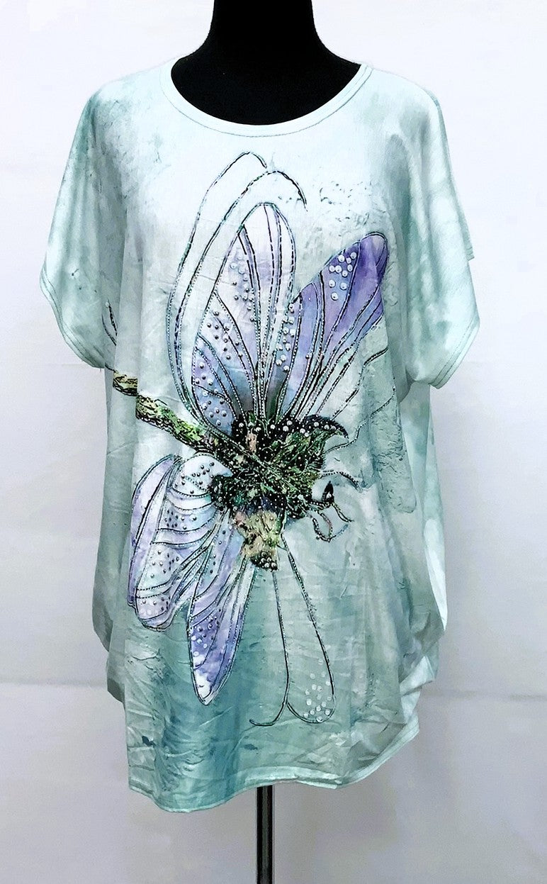 E21162-3-Fun Top Dragonfly - Dk Green