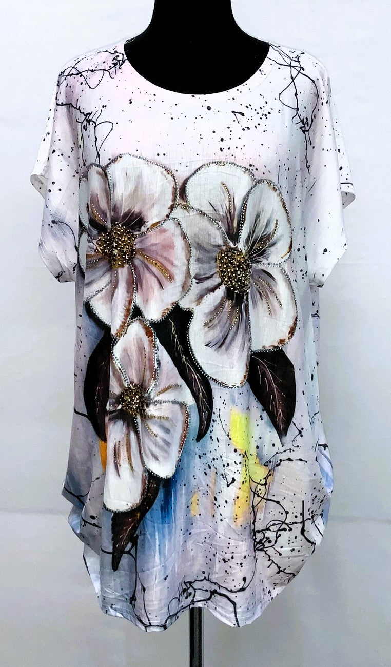 E21167-1-Fun Top Flower - White