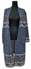 F11037 - Long Sweater w/ Pocket - Denim