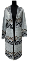 F11040 - Long Sweater w/ Hood & Pocket - Lt. Grey