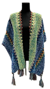 F11150-1 - Multi Poncho Open - Blue/Green
