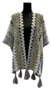 F11150-2 - Multi Poncho Open - Grey Multi
