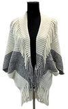 F11152-1 - Poncho Open w/Sleeve - White/Grey