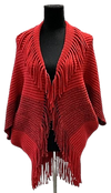 F11152-3 -  Poncho Open w/Sleeve - Red/Red