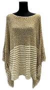 F11153-1 - Pull On Poncho Stripes - Taupe