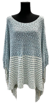 F11153-2 - Pull On Poncho Stripes - Blue