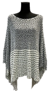 F11153-5 - Pull On Poncho Stripes - Grey