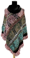 F11154-2 - Pull On Poncho Faux Fur - Pink Multi