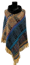 F11154-4 - Pull On Poncho Faux Fur - Mustard