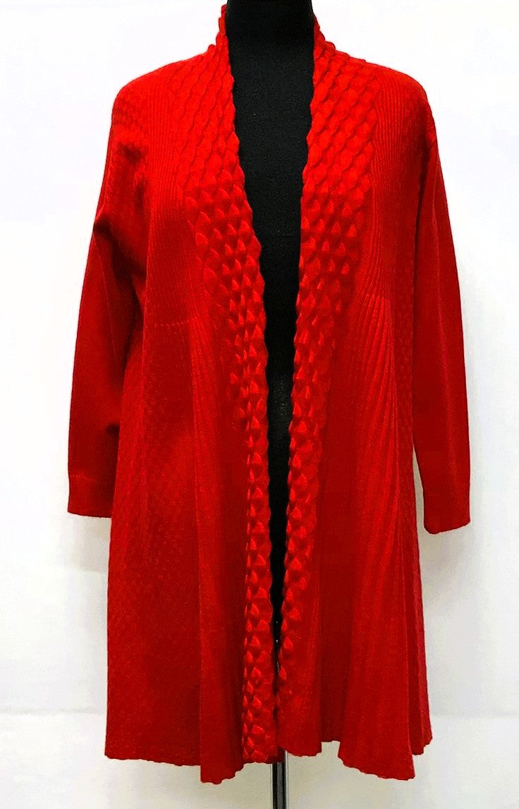 F11718-1-Cardigan w/Clip  - Red