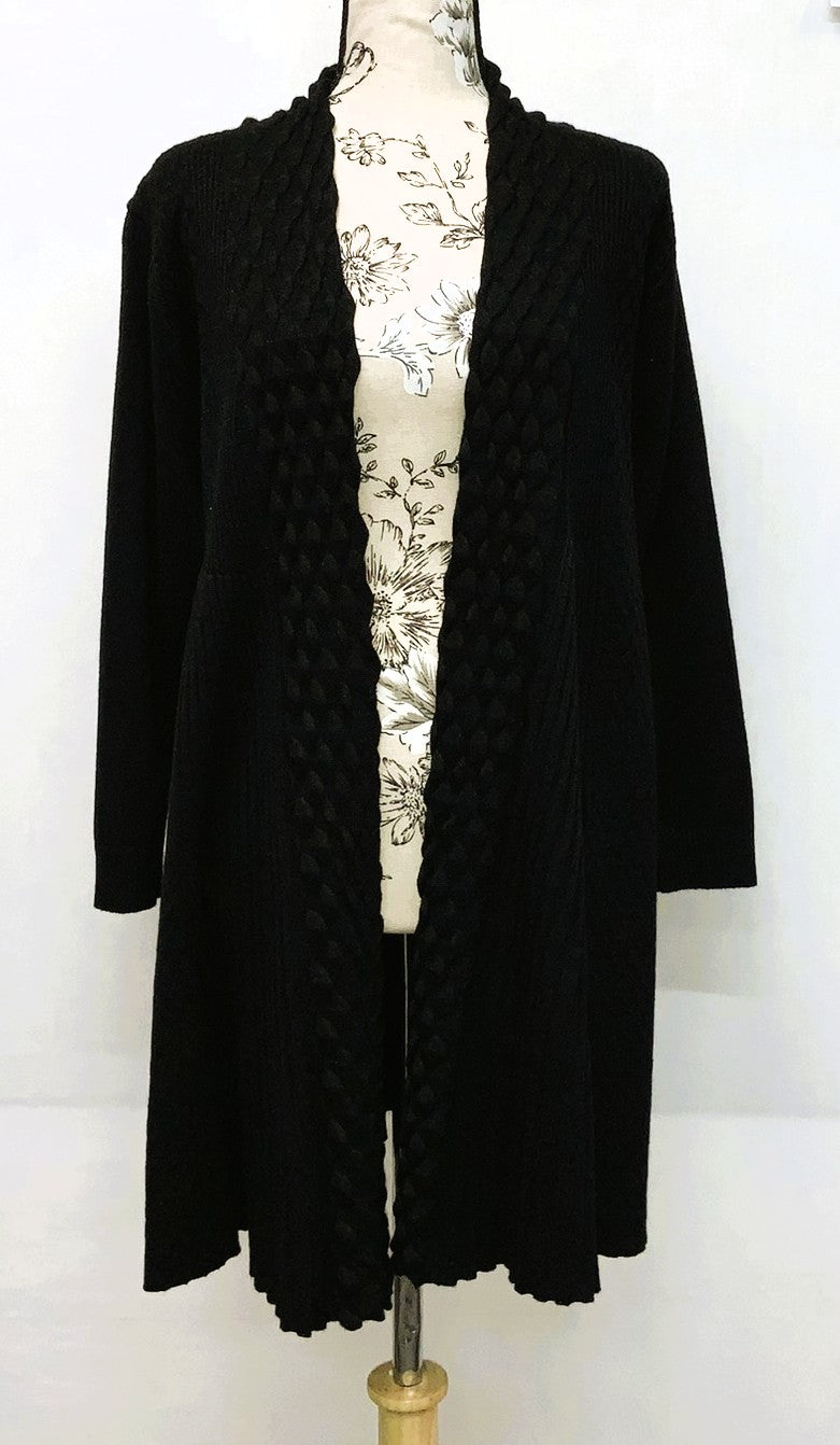 F11718-2-Cardigan w/Clip  - Black