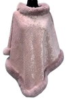 F11770-1  Pull on Poncho/Faux Fur - Pink