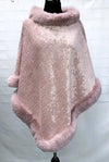 F11770-1 - Pull on Ponchow/Faux Fur - Pink