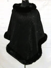 F11770-2 - Pull on Ponchow/Faux Fur - Black