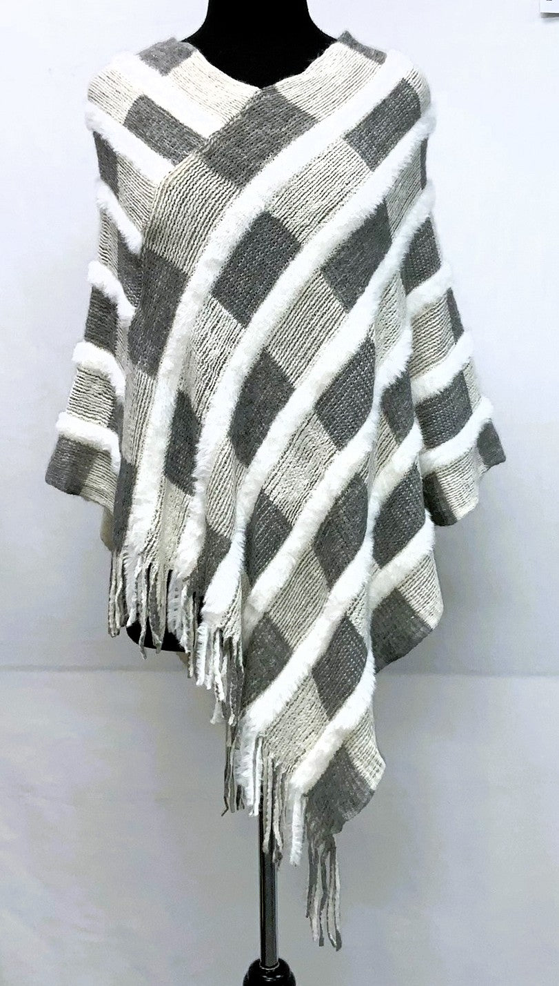 F11921-1-Pull On Poncho - Grey