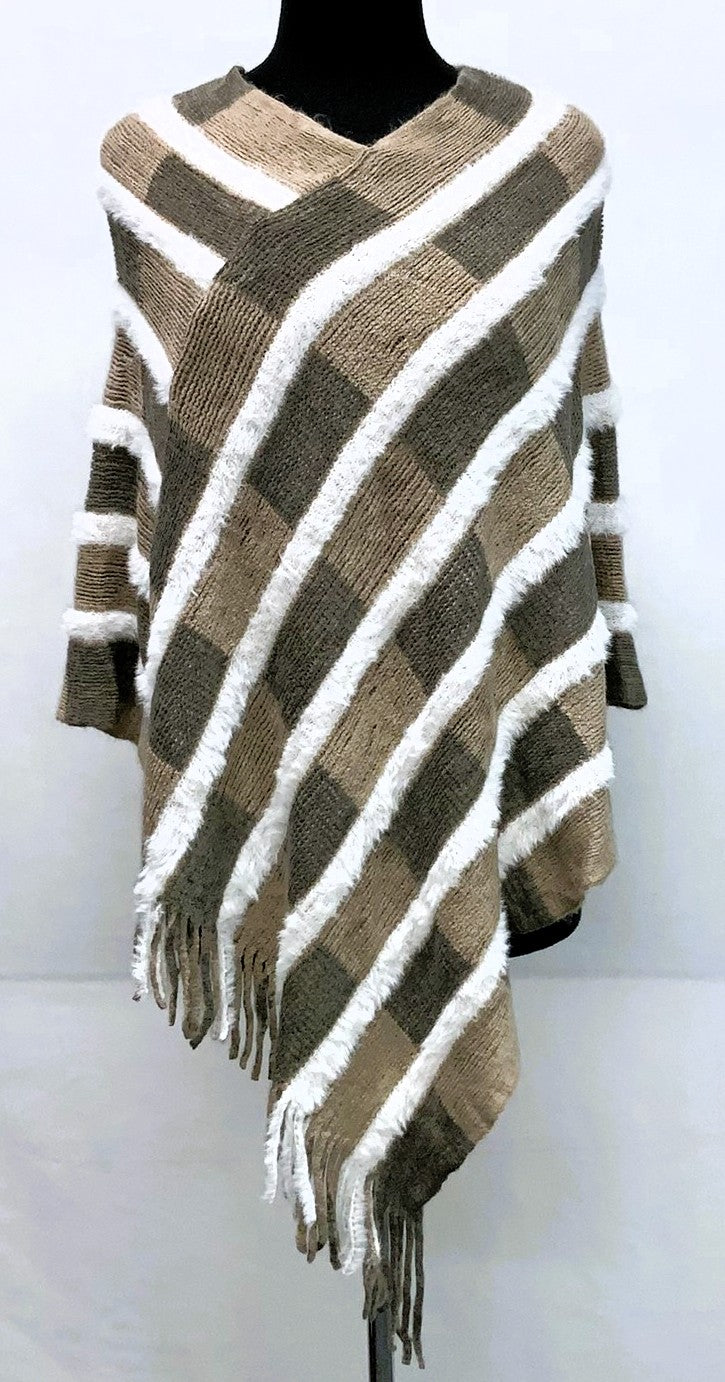 F11921-3-Pull On Poncho - Beige