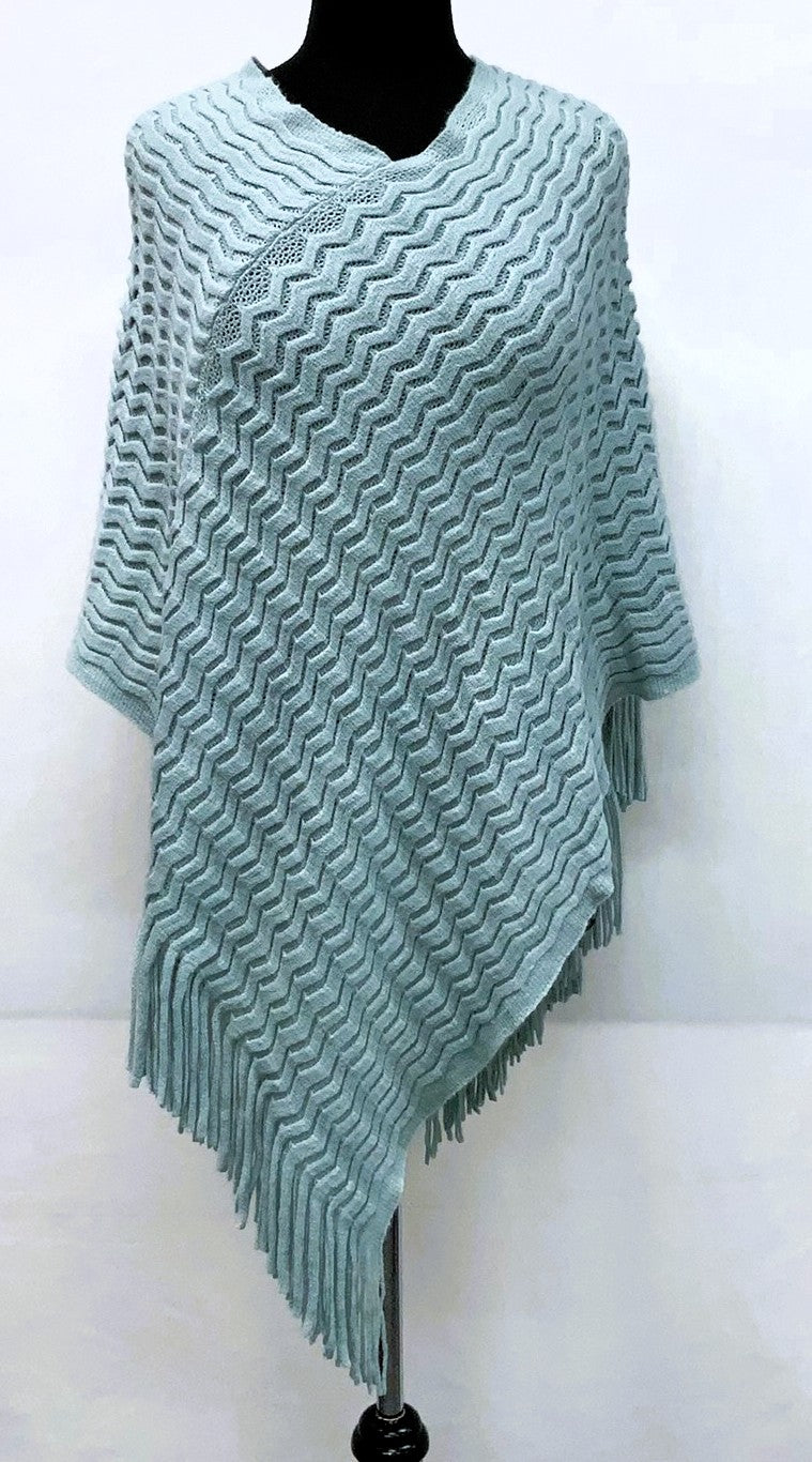 F11922-3-Pull on Poncho - Blue