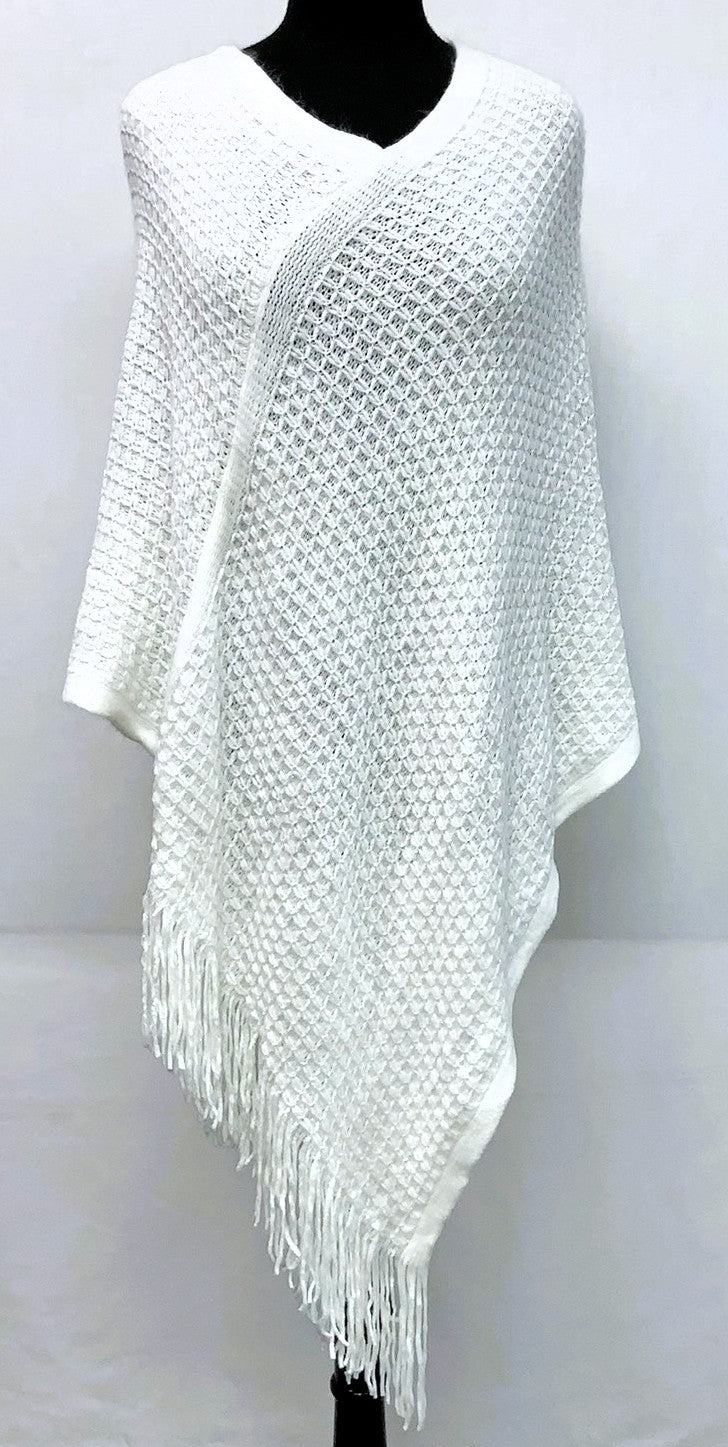 F11923-1-Pull on Poncho - White