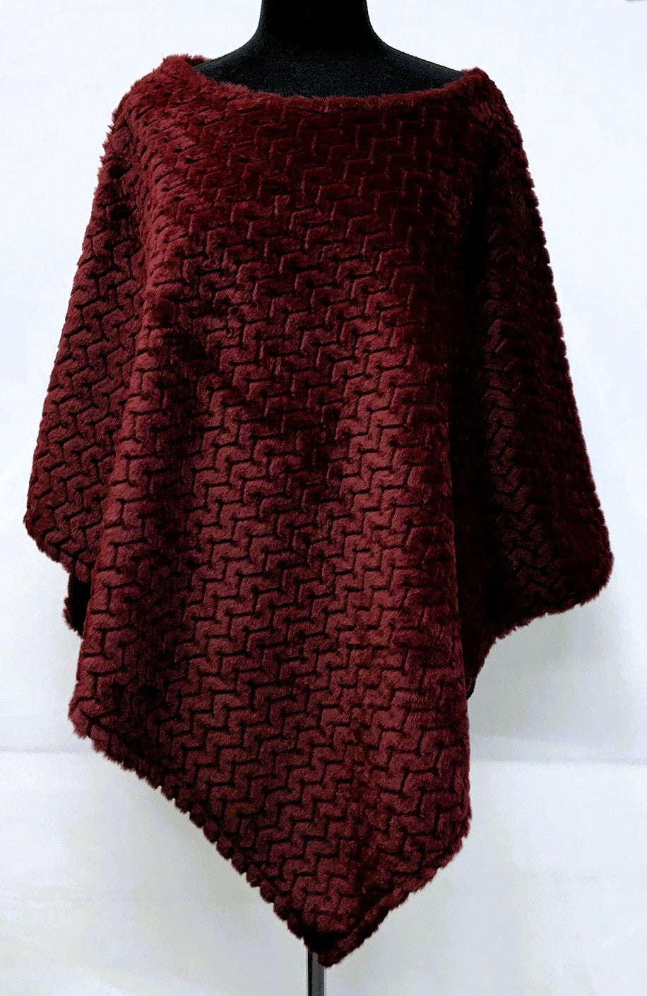 F11931-3-Pull On Poncho - Plum