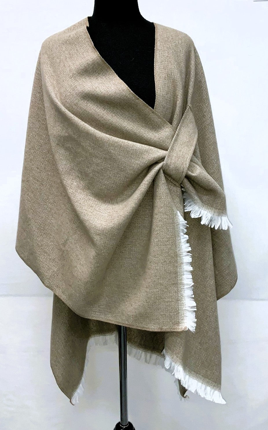 F11934-2-Open Poncho w/ Loop - Lt. Grey