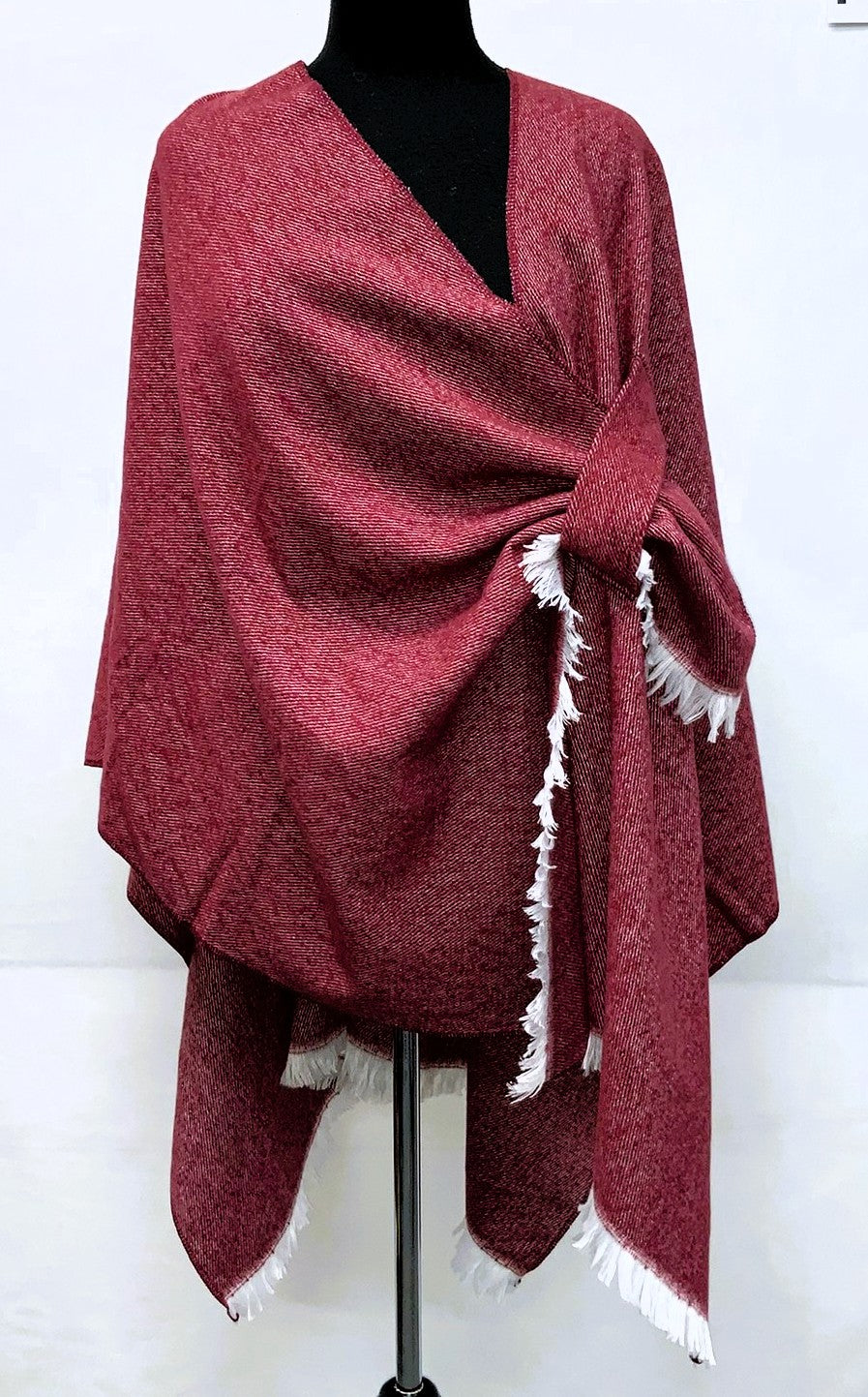 F11934-3-Open Poncho w/ Loop - Burg