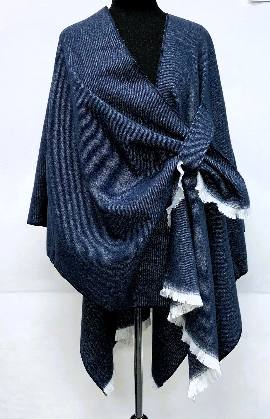 F11934-4-Open Poncho w/ Loop - Denim