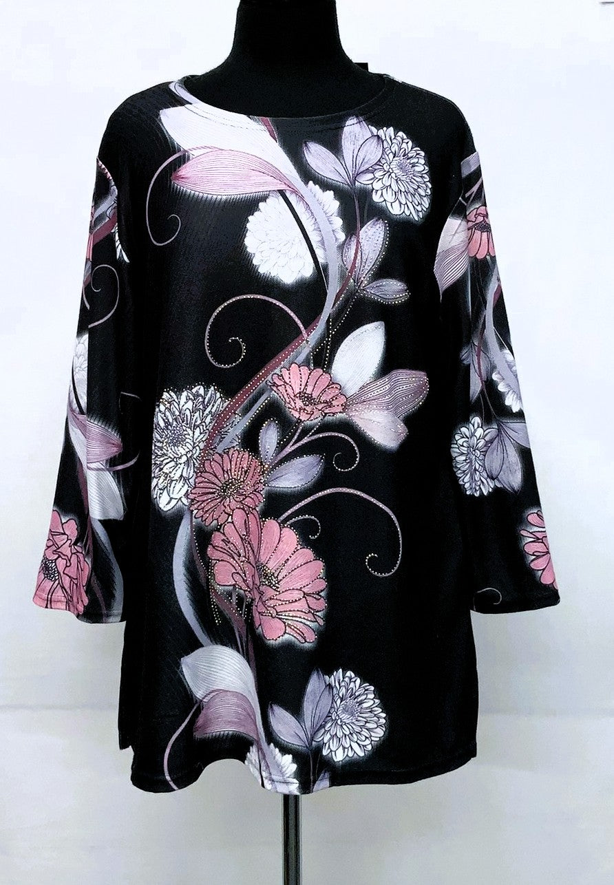 F11951-Fun Fall Top Flower - Black