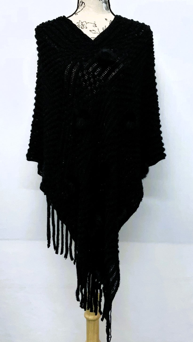 F11960-3-Poncho - Black