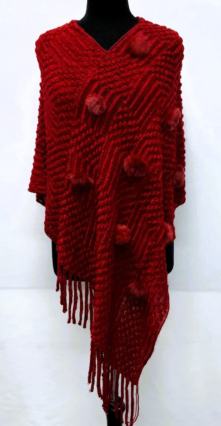 F11960-4-Poncho -  Red