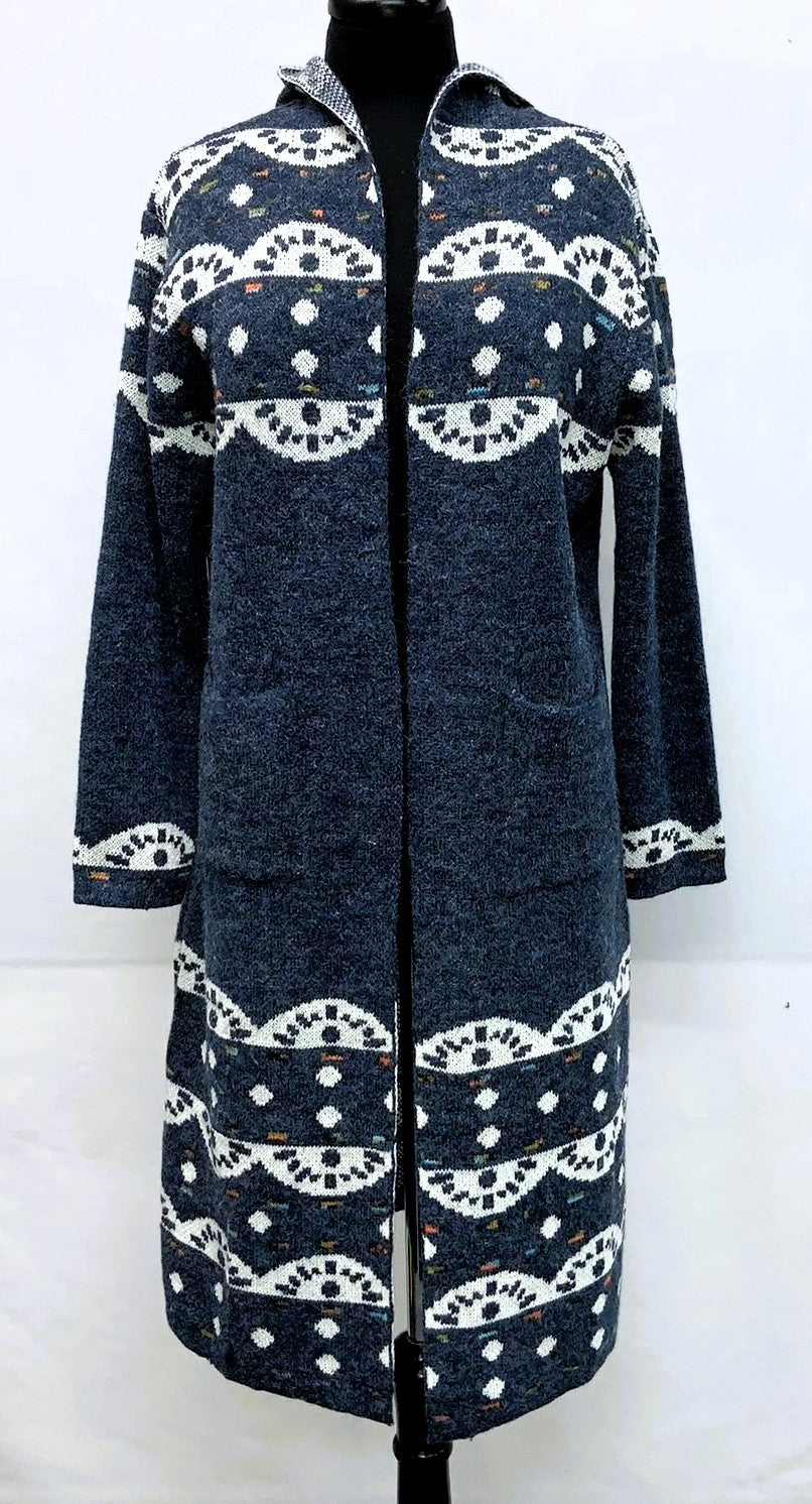 F11986-Sweater Long w /Hoodie -  Denim