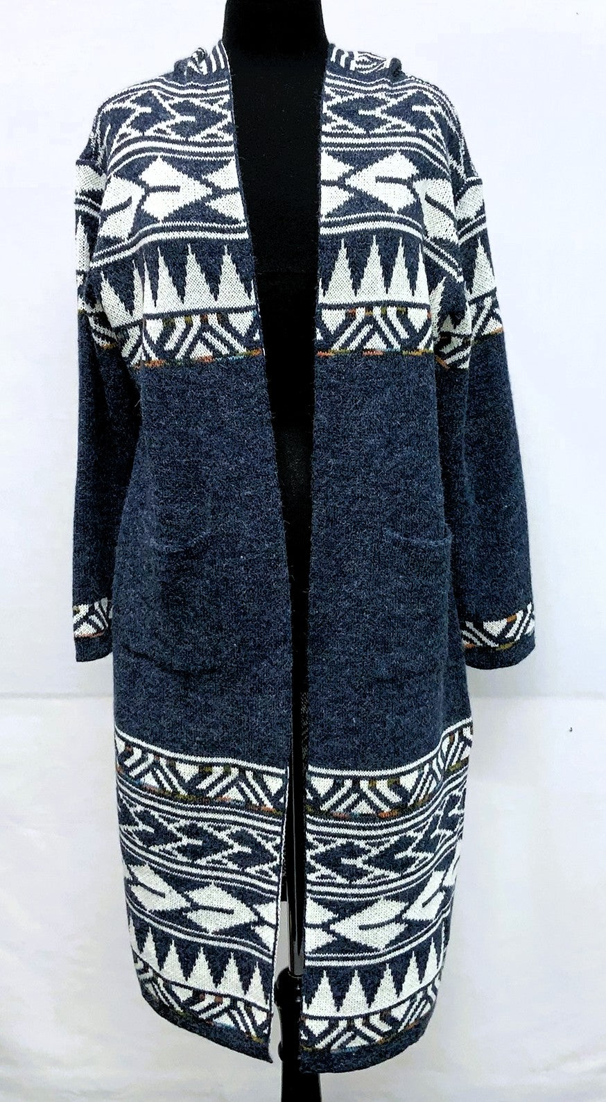 F11988-Sweater Long w /Hoodie -  Denim