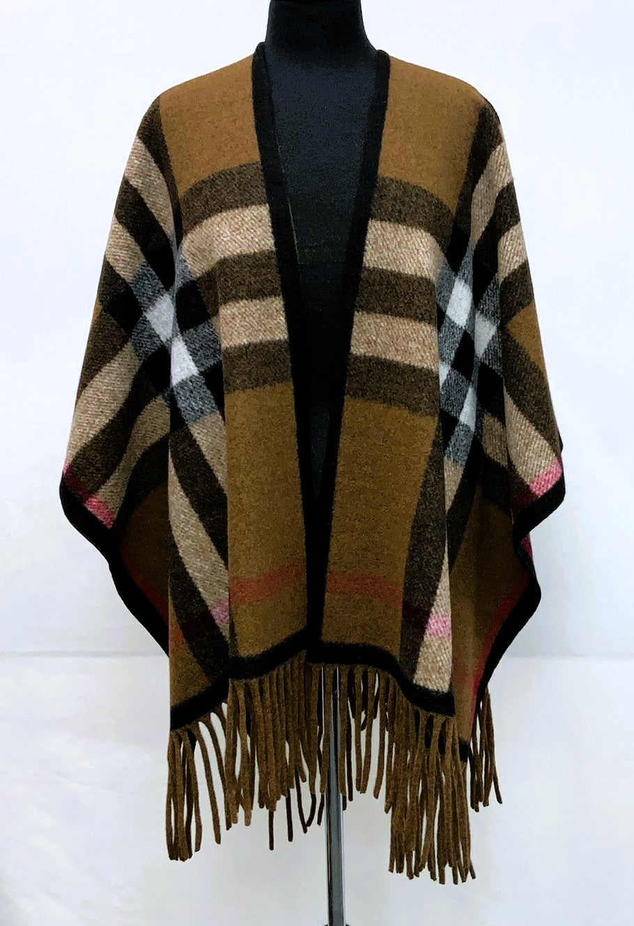 F11991-2-Poncho - Brown Checker