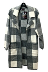 F65107V-1 - Cardigan w/Pocket - Grey/Ivory