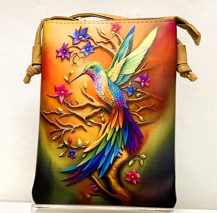 H0504-Crossbody Hand Painted - Hummingbird